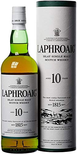 Laphroaig Single Malt Scotch Whisky - Whisky Escoces, 10 Años, 40%, 700 ml