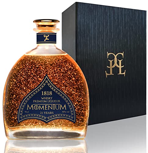 Whisky 21 años Momentum 1818 - Premium Liqueur Gold 23k - Blue Label - Set Regalo para Hombre y...